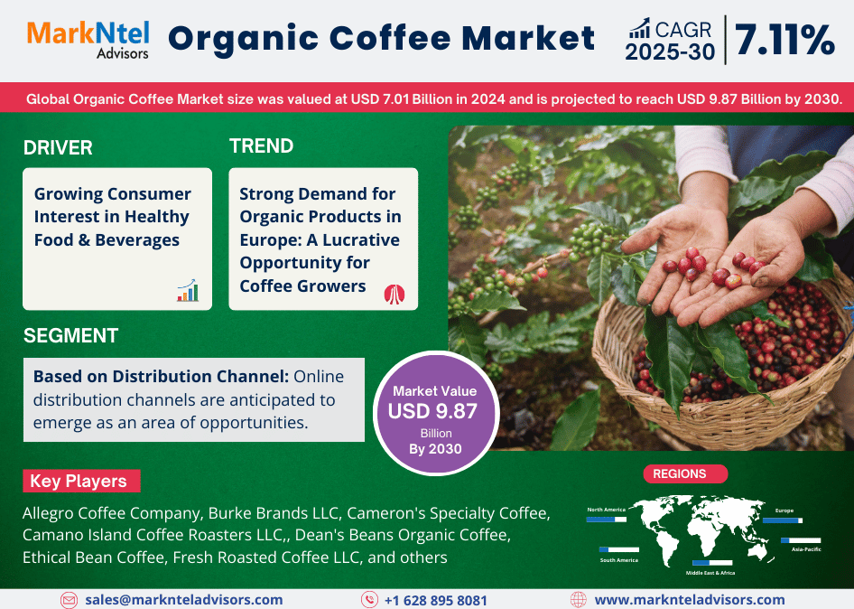 Global Organic Coffee Market Revenue Reaches USD 7.01 Billion in 2024, Anticipates USD 9.87 Billion by 2030